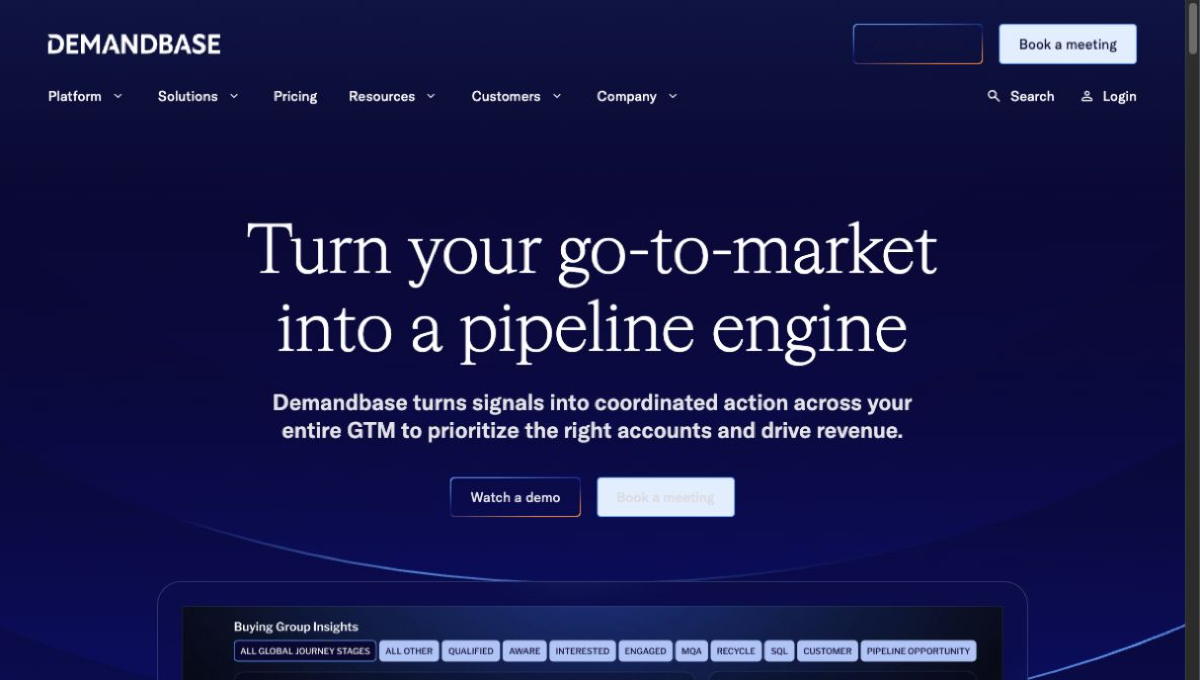 Demandbase official homepage hero screenshot