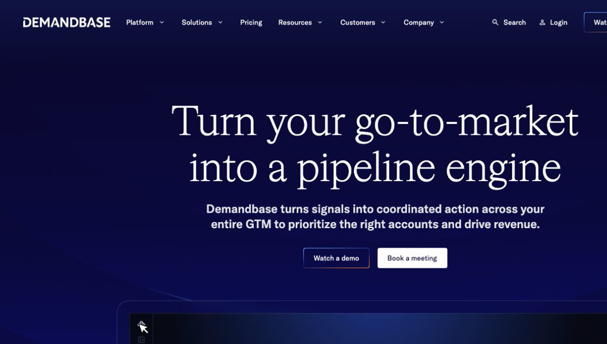 Demandbase homepage hero. Brand names and site imagery belong to their respective owners.