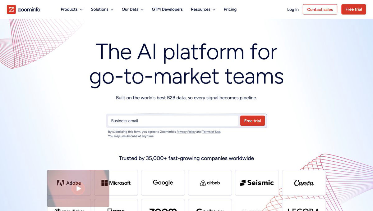 ZoomInfo homepage hero