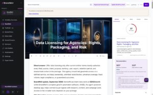Current BrandWell RankWell editor showing article content, search preview, SEO recommendations, and growth-tool navigation
